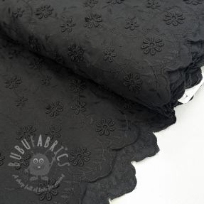 Țesătură din bumbac EMBROIDERY Catchy daisy black