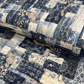 Țesătură din bumbac TWILL DENIM Mix print design A