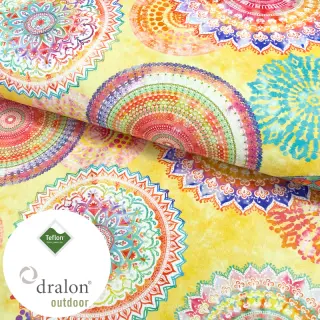 Țesătură decorativă teflonată Teflon MANDALA WATERCOLOUR YELLOW