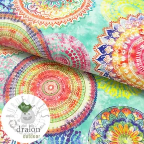 Țesătură decorativă teflonată Teflon MANDALA WATERCOLOUR GREEN