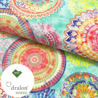 Țesătură decorativă teflonată Teflon MANDALA WATERCOLOUR GREEN