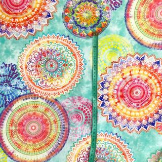 Țesătură decorativă teflonată Teflon MANDALA WATERCOLOUR GREEN