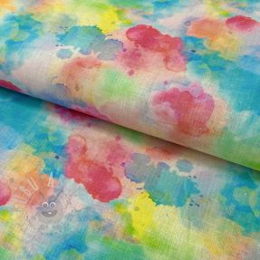 In cu bumbac Abstract flowers RAMIE blue digital print 2nd class