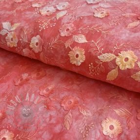 Țesătură din bumbac TIE DYE EMBROIDERY Poppy design K