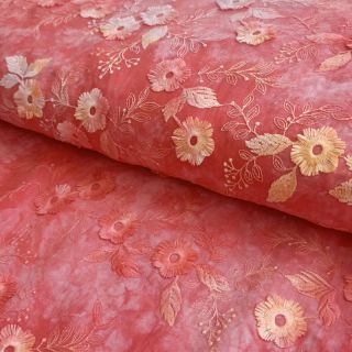 Țesătură din bumbac TIE DYE EMBROIDERY Poppy design K
