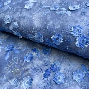 Țesătură din bumbac TIE DYE EMBROIDERY Poppy design L