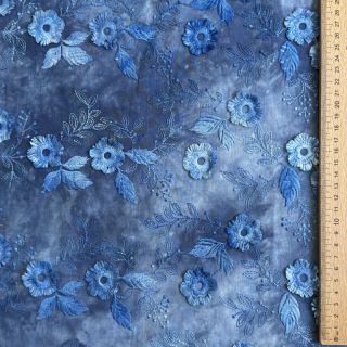 Țesătură din bumbac TIE DYE EMBROIDERY Poppy design L