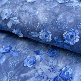 Țesătură din bumbac TIE DYE EMBROIDERY Poppy design L