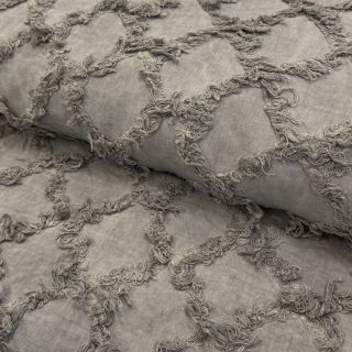 Țesătură din bumbac cu in Vintage Fringe Diamonds grey