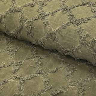 Țesătură din bumbac cu in Vintage Fringe Diamonds army