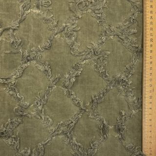 Țesătură din bumbac cu in Vintage Fringe Diamonds army