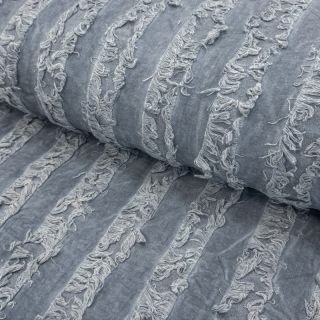 Țesătură din bumbac cu in Vintage Fringe Stripe blue