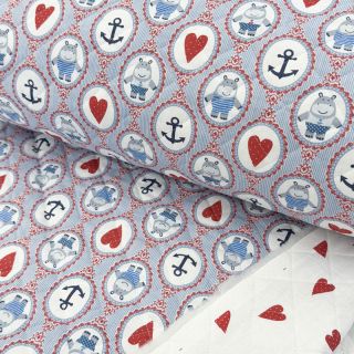 Țesătură din bumbac QUILTING Titouan bleu