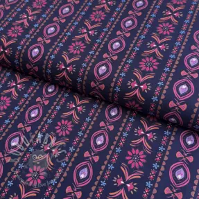 Țesătură din bumbac Motif stripe navy digital print