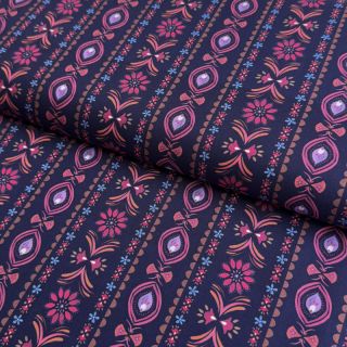 Țesătură din bumbac Motif stripe navy digital print
