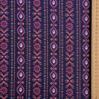 Țesătură din bumbac Motif stripe navy digital print
