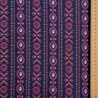 Țesătură din bumbac Motif stripe navy digital print