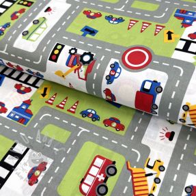 Țesătură din bumbac Cars on the road design C