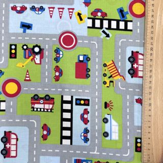 Țesătură din bumbac Cars on the road design A