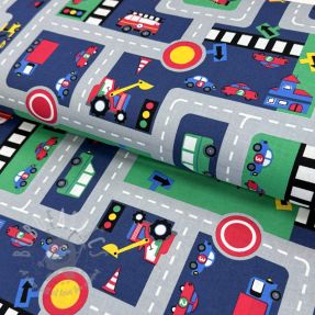 Țesătură din bumbac Cars on the road design B