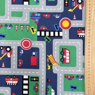 Țesătură din bumbac Cars on the road design B
