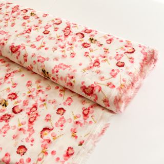 Viscoză RAYON POPLIN Pink flowers design B digital print