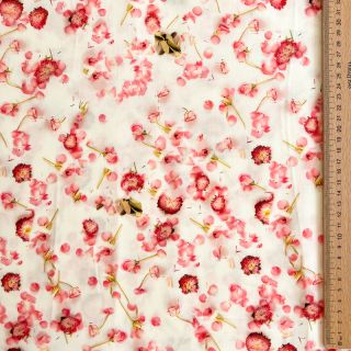 Viscoză RAYON POPLIN Pink flowers design B digital print