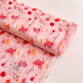 Viscoză RAYON POPLIN Pink flowers design F digital print