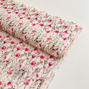 Viscoză RAYON POPLIN Pink flowers design A digital print