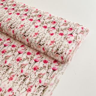 Viscoză RAYON POPLIN Pink flowers design A digital print