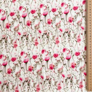 Viscoză RAYON POPLIN Pink flowers design A digital print