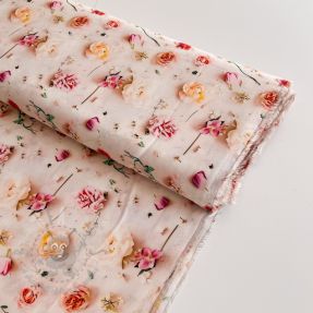Viscoză RAYON POPLIN Pink flowers design E digital print