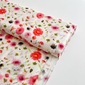 Viscoză RAYON POPLIN Pink flowers design C digital print