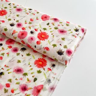 Viscoză RAYON POPLIN Pink flowers design C digital print