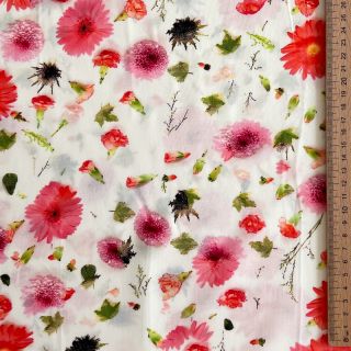 Viscoză RAYON POPLIN Pink flowers design C digital print
