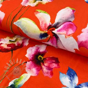 Tricot VISCOSE LYCRA HEAVY Mixed flowers peach digital print