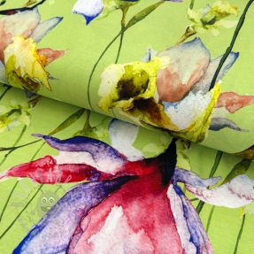 Tricot VISCOSE LYCRA HEAVY Mixed flowers green digital print