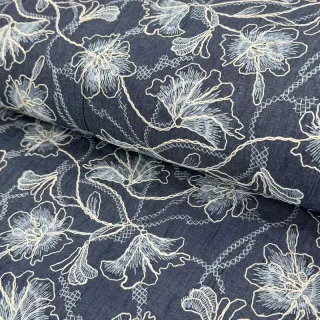 Țesătură din bumbac JEANS EMBROIDERY Lisa design A