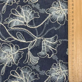Țesătură din bumbac JEANS EMBROIDERY Lisa design A