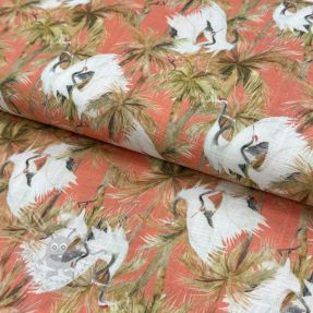 Viscoză cu in Crane bird design B digital print