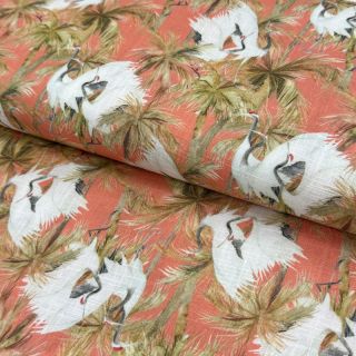 Viscoză cu in Crane bird design B digital print