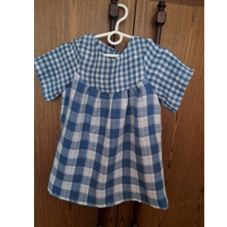 Mușelină Double sided CHECKS MINI indigo