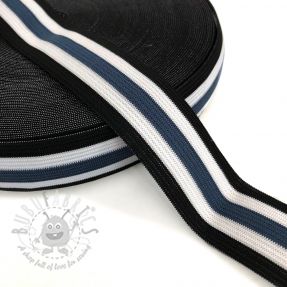 Elastic neted 3 cm Side stripe steel blue