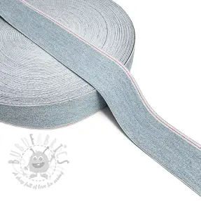 Elastic neted 4 cm JEANS WHITE STRIPE light blue