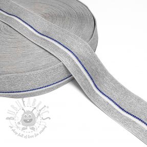Elastic neted 4 cm BLUE STRIPE light grey
