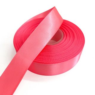 Panglică din satin reversibilă 25 mm neon pink