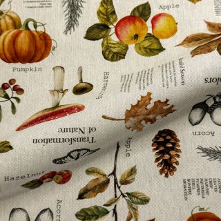 Țesătură decorativă premium Linenlook Fall Harvest Recipe digital print