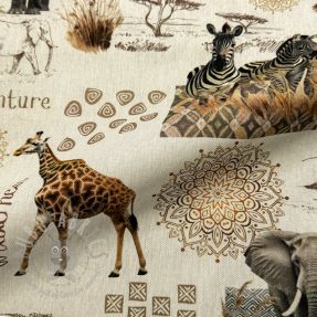 Țesătură decorativă premium Linenlook Wildlife Safari Trip digital print