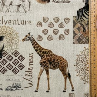 Țesătură decorativă premium Linenlook Wildlife Safari Trip digital print