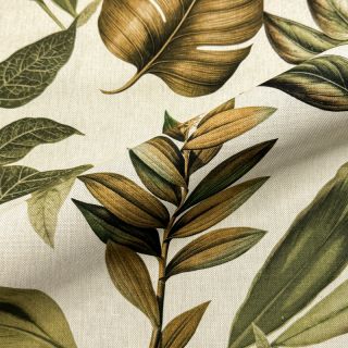 Țesătură decorativă premium Linenlook Botanic Bold Leaf digital print